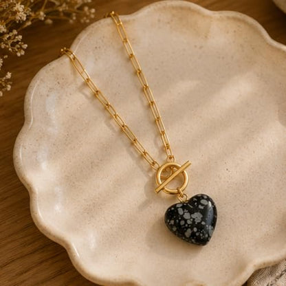 Teardrop CZ Pendant Paperclip Chain Necklace 18K Plated Paperclip Toggle Necklace Jewelry Birthstone Gift for Women - color: Snowflake stone