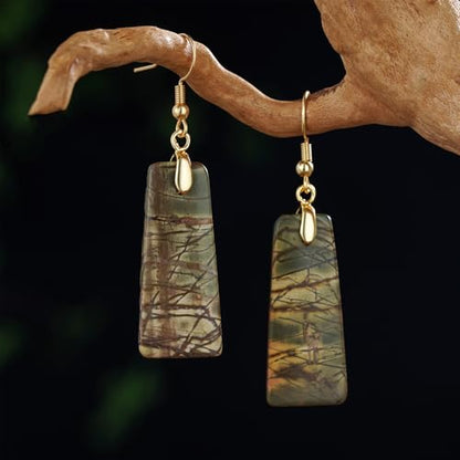Boho Multiple Style Natural Stone Earrings for Women Unique Healing Gemstone Energy Hypoallergenic Lightweight Dangle Drop Earrings Multiple Styles Earrings Jewelry for Birthday Party Gift - style: Picasso Jasper Trapezoid