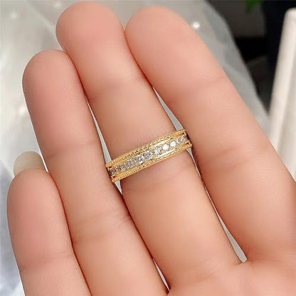 Cubic Zirconia Women's Full Eternity Band Ring | Daily Wear, Office, Work, Business Casual, Everyday Outfit, Stackable, Casual Outing - color: Gold Color