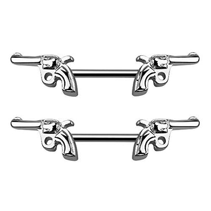 Pierced Owl - 14G Stainless Steel Pistol Nipple Barbells, Sold as a Pair - style: Length: 14mm (9/16")
