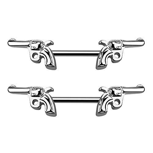 Pierced Owl - 14G Stainless Steel Pistol Nipple Barbells, Sold as a Pair - style: Length: 16mm (5/8")