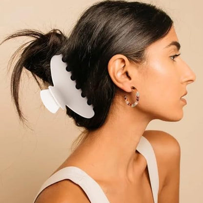 MAORULU Cute Claw Clip for Women – 4.3'' Large Acetate Hair Clips for Thick Thin Curly Long Hair, Durable Hair Clamps Non-slip Jaw Clip, Strong Hold, Stylish French Design (Cream White) - color: Cream White