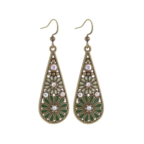 Colorful Green Teardrop Earrings for Women - Bohemian Style Enamel Dangle Earrings Lightweight Fashion Jewelry for Daily/Wedding/Party - color: Olive Green