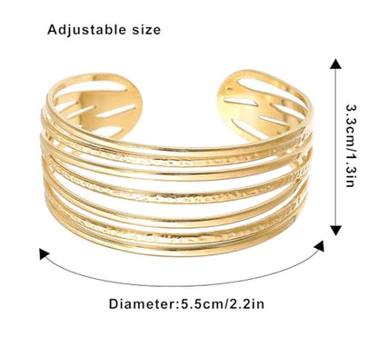 Multi-Layer Cuff Bracelet for Women Cross Wire Bracelets Open Wide Cuff Gold Bangle Bracelet - color: Gold 2