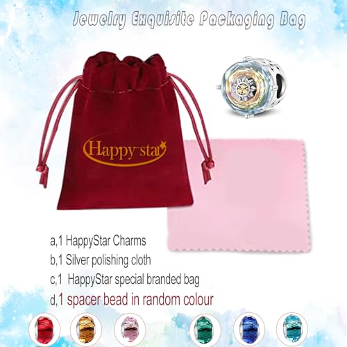 HappyStar 925 Sterling Silver Charms for Bracelets and Necklace Dangle Pendants Beads Charms Fits Charms Bracelets for Woman Jewelry Gifts (with one Spacer Bead Charms) - style: Clear Sun Beads