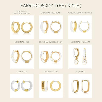 14K Gold Plated Sterling Silver Enamel Color Huggie Hoop Earrings for Women – Wide Range of Vibrant Color Options Available - color: Purple ( Neon )
