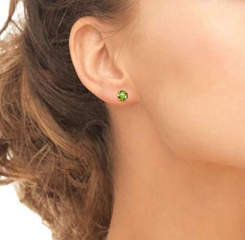 Adabele Authentic Sterling Silver Birthstone Stud Earrings 6mm 8mm Cubic Zirconia Imitation Diamond Gemstone Hypoallergenic Nickel Free Tarnish Resistant Women Fine Jewelry - color: August, size: 6mm/0.84 Carat