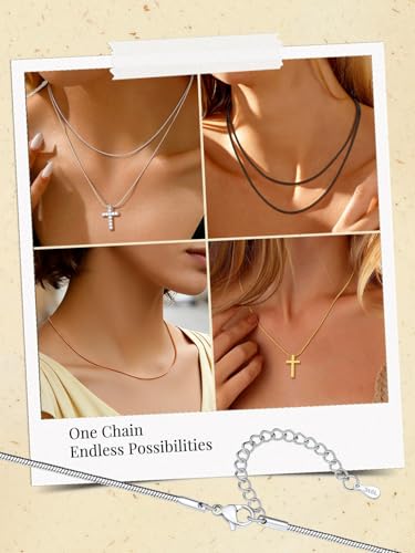 FaithHeart 1/1.2/1.5/2mm Snake Chain Necklace for Women, Silver/Black/14K Gold/Rose Gold Plated Stainless Steel Snake Necklace Smooth Dainty Thin Women's Chains, Length 14-30" with Gift Box - color: Black