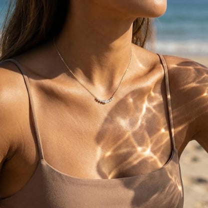 14k Gold Plated Layered Cubic Zirconia Pendant Necklace for Women | Gold Plated Clover Necklaces Stackable Dainty Cubic Zirconia Pendant Necklace，Mother's Day, Thanksgiving Jewelry Trendy gifts - color: Golden, style: Style4