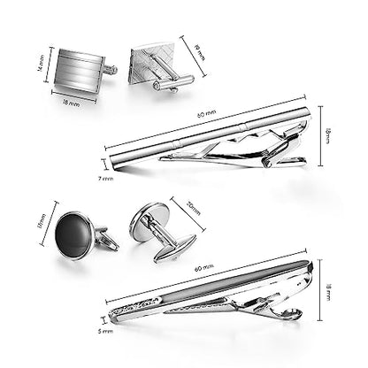 wynameleri Cufflink and Tie Clip Set for Men, 12 PCS Necktie Bars and Cuff Links Formal Business Dress Shirts Buttons Case Packed - color: B0408006