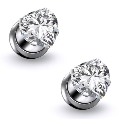 Astm F136 Titanium Heart CZ Ear Gauges Screw Fit Flesh Tunnels Plugs Gauges Earring Expander Stretcher Ear Tunnels For Ears 10G 8G 6G 4G 2G 0G 00G Plug Earrings Piercing Jewelry For Women Men - color: 0G Gauges
