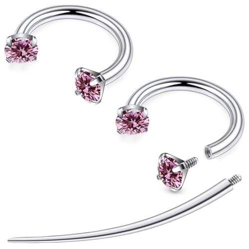 F136 Titanium 20/18/16/14g Horseshoe Nose Septum Lip Ear Rings Piercings 8/10/12mm Cartilage Helix Daith Earrings Jewelry for Women Men - color: Pink, size: 14g*3/8in(10mm)