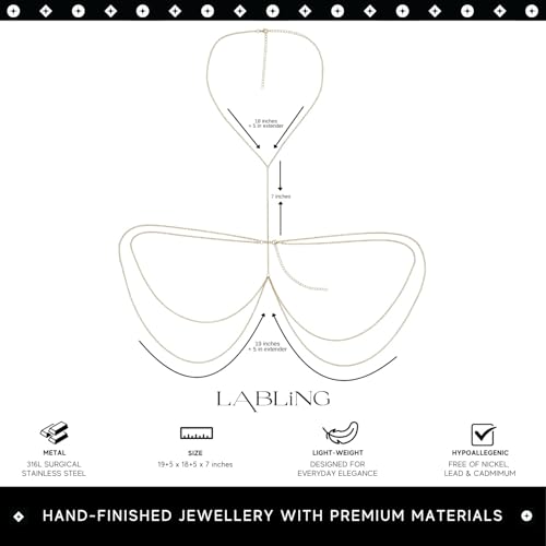 Gold Body Chain for Women | Layered Bikini Belly & Waist Chain Adjustable | Sexy Back Jewelry for Beach Vacation & Parties - color: Style 1