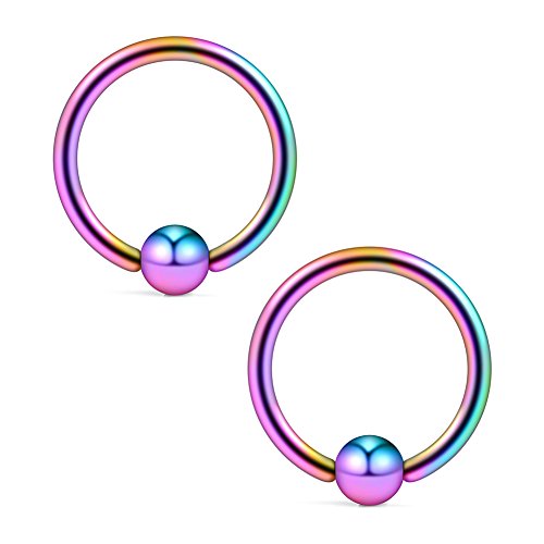 8PCS Assorted Colors Stainless Steel Body Jewelry Ball Eyebrow Ear Navel Belly Lip Piercing Bar Ring 16G 8mm - style: Captive Bead Nose Rings