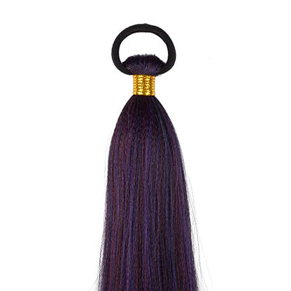 Braided Ponytail Extension with Hair Tie Purple Gradient Braid Extensions | 2 Pack Long Braided Ponytail Extension, 26 Inch Natural Soft Synthetic Hair Piece for Women Daily Wear (Black/Purple/Bug#) - color: Purple gradient#（Black/Purple/Bug）, size: 26 In