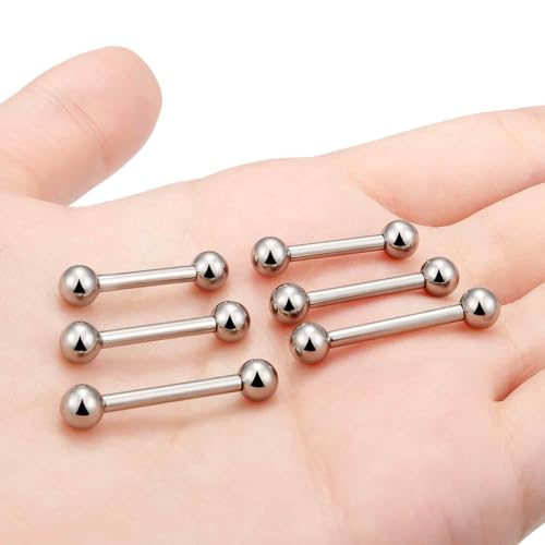 16G 14G 12G Titanium Tongue Rings Nipple Piercings Externally/Internally Threaded G23 Hypaollergenic Nipple Tongue Barbells Piercing Jewelry for Women Men 12mm 14mm 16mm 19mm Bars - style: 12G-12mm 14mm 16mm Bars-Internally Threaded