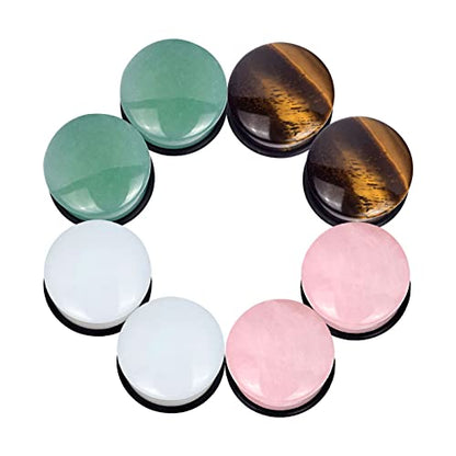 Oyaface 8 PCS Natural Stone Ear Plugs Set Piercing Gauges Black Pink Blue White - color: 12mm(1/2"), 8 PCS with O-Ring