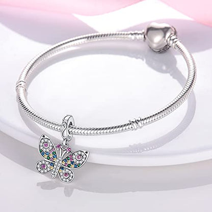 Pandach Animal Charm Bead fits Charms Bracelets for Woman-925 Sterling Silver Dangle Pendant Bead,Jewelry Beads Gifts for Women Bracelet&Necklace - style: AAAAA Zirconia Butterfly Pendants