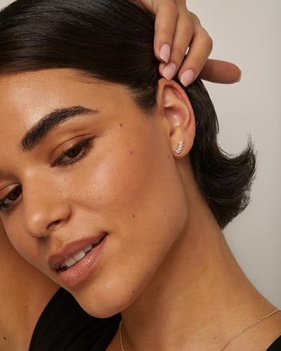 PAVOI 14K Gold Plated Navette CZ Crawler Stud Flat Back Earrings for Women | Hypoallergenic Earrings with 925 Sterling Silver Posts, Small Cartilage Cubic Zirconia Stud Earring, Helix Piercing Jewelry - color: Yellow Gold