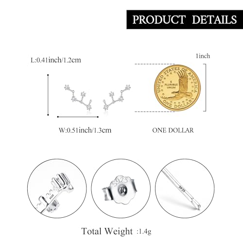 925 Sterling Silver CZ Horoscope Zodiac 12 Constellation Astrology Ear Crawler Post Earrings Gift for Mom Women Mothers Day/Valentines Day/Birthday/Christmas/Anniversary - style: Virgo (Aug 23 - Sep 22)