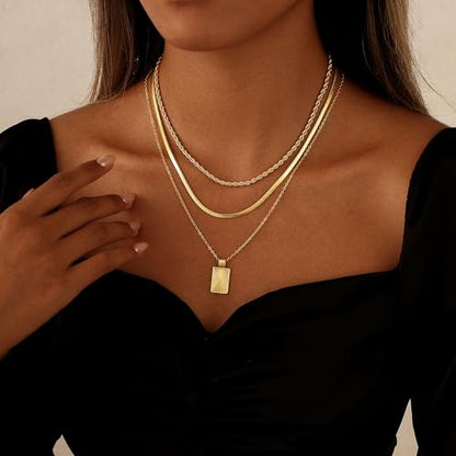 Layered Necklaces for Women 14K Gold Plated Stack Circle Pendant Trendy Long Chain Stackable Handmade Coin Necklace Set Dainty Gold Stacked Jewelry Gifts - color: Gold-7