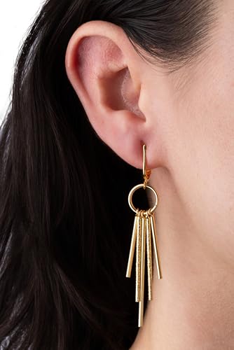 Gold Tone Non Pierced Clip On Dangling Earrings - style: Gold Modern Drops