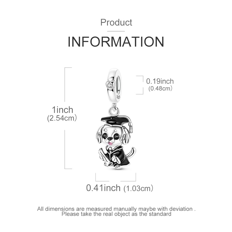 925 Sterling Silver Charms for Bracelets and Necklaces Beads Jewelry Charms for Women - color: Puppy Graduate Charm