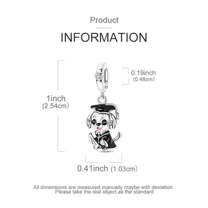 925 Sterling Silver Charms for Bracelets and Necklaces Beads Jewelry Charms for Women - color: Puppy Graduate Charm