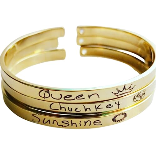Actual Handwriting cuff bracelet Custom handwritten bracelet Personal engraved signature cuff Keepsake Gift silver/Rose gold/gold cuff
