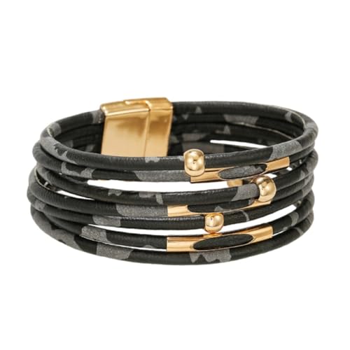 Caiyao Bohemia Multilayer Leopard Print Leather Wrap Bracelets Handmade Layered Leopard Cuff Bangle Bracelets for Women Men Party Holiday Wedding Jewelry Gifts - style: StyleC