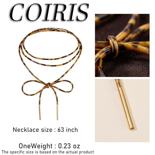 Coiris 6 Pcs Bow Choker Necklace for Women Velvet Gothic Punk Tie Choker Sexy Long Wrap Rope Collar - color: Leopard