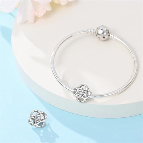 925 Sterling Silver Charms for Bracelets Necklaces Dangle Pendant With 5A Cubic Zirconias Bead Charm for Women DIY Jewelry - style: concentric knot charm