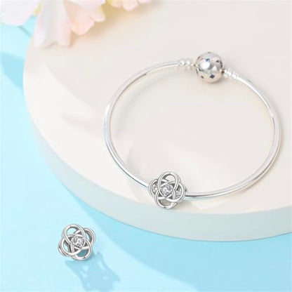 925 Sterling Silver Charms for Bracelets Necklaces Dangle Pendant With 5A Cubic Zirconias Bead Charm for Women DIY Jewelry - style: concentric knot charm