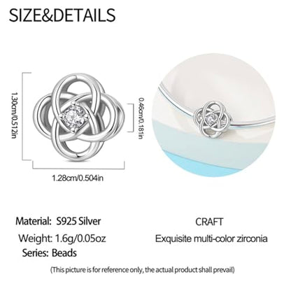 925 Sterling Silver Charms for Bracelets Necklaces Dangle Pendant With 5A Cubic Zirconias Bead Charm for Women DIY Jewelry - style: concentric knot charm