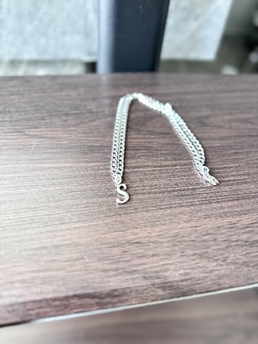 Stainless Steel Initial A-Z Necklace for Men Women,Cuban Chain,Titanium Steel Initial Letter Pendant Charm Necklaces Accessories Jewelry for Woman Man,21 Inch Chain - color: S
