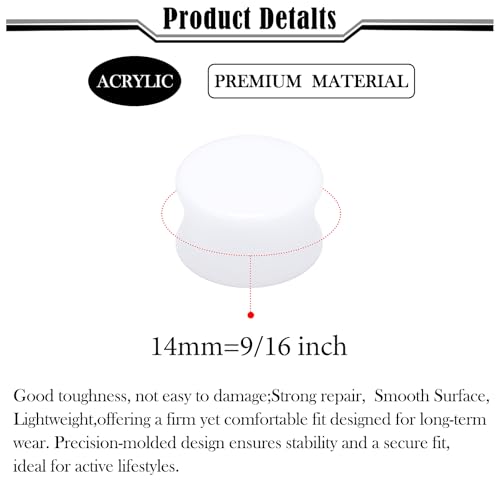6G-50mm Solid Ear Plugs Tunnels for Women Men Double Flared Saddle Ears Gauge Plug Stretcher Expander Piercing Body Jewelry Black White Clear 1 Pairs - color: White Tone, size: 14mm = 9/16 inch