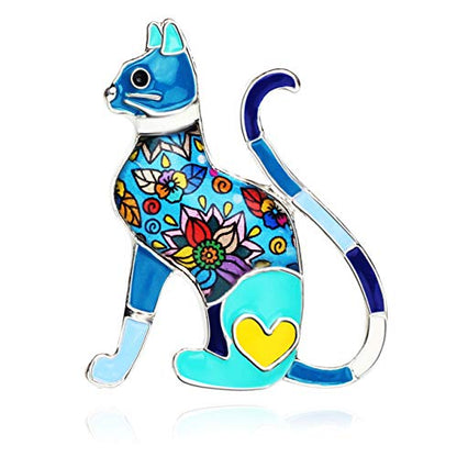 NEWEI Cat Brooch Pins for Women Girls Jacket Bag Charms Cat Pins Jewelry Gifts - color: Sky