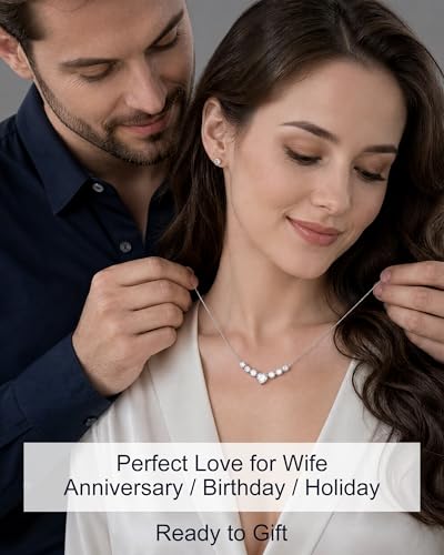 7 Stones Moissanite Necklace for Women, 18K Gold Plated Sterling Silver | 2.2-7.6 Carat Smile Moissanite Pendant Necklace, Anniversary Birthday Gifts for Women, Jewelry Gift for Wife Girlfriend