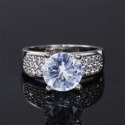 925 Sterling Silver Shiny Gem Ring Cubic Zirconia Rings CZ Diamond Multi Row Ring Eternity Engagement Wedding Band Ring for Women (US Code 7) - size: US Code 7