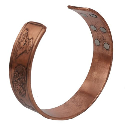 Touchstone magnetic copper bracelets for men women in gift box, engraved | 100% pure solid real adjustable bangle bracelet cuff jewelry; 12X ultra strength with 3500 gauss neodymium magnets; - style: Tribal Boho Chic Inspired