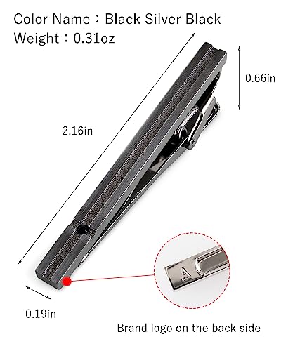 [TAVARAT] Tie Clip Tie Clips for Men Black Silver Tie Bar Tie Pin Tps-032 - style: black silver black