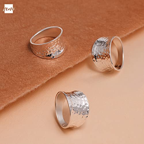 Amberta Women's 925 Sterling Silver Hammered Ring