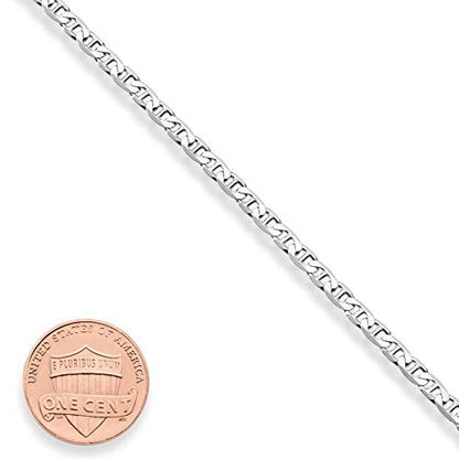 Miabella Italian Solid 925 Sterling Silver, 18Kt Gold Plated 3mm, 4mm Solid Mariner Link Chain Bracelet for Men Women, Made in Italy - color: sterling silver, size: 0.12 in width x 7.5 in length
