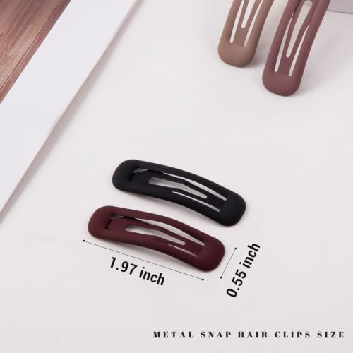 20 PCS Small Rectangle Hair Barrettes For Women Non Slips Snap Clips For Thin Fine Hair,Matte Black Dark Red White,1.97 x 0.55Inch - color: Matte Black Dark Red White