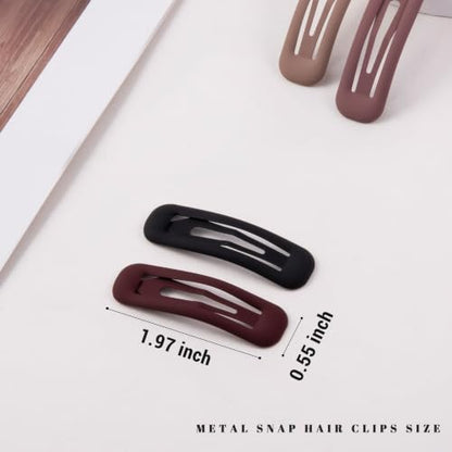 20 PCS Small Rectangle Hair Barrettes For Women Non Slips Snap Clips For Thin Fine Hair,Matte Black Dark Red White,1.97 x 0.55Inch - color: Matte Black Dark Red White