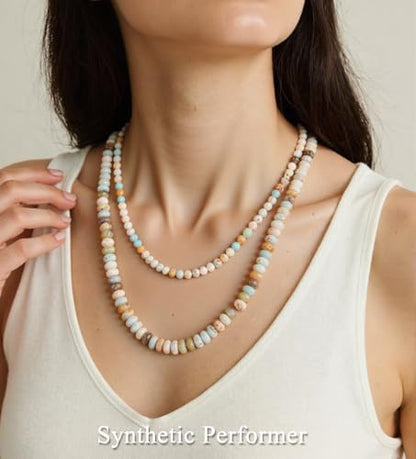 CASDAN 2Pcs Natural Gemstone Beaded Choker Necklaces for Women | Boho Colorful Beads Choker,Natural Stone Surfer Beach Necklaces,Handmade Summer Jewelry,Charm Trendy Necklaces - color: Earth Color