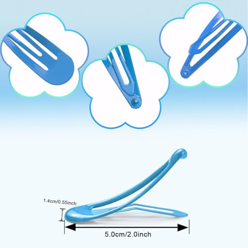 ELANE 80 Pcs Metal Snap Hair Clips for Women,Small Snap Barrettes for Women Girls Thick Fine Hair (Blue) - color: Blue