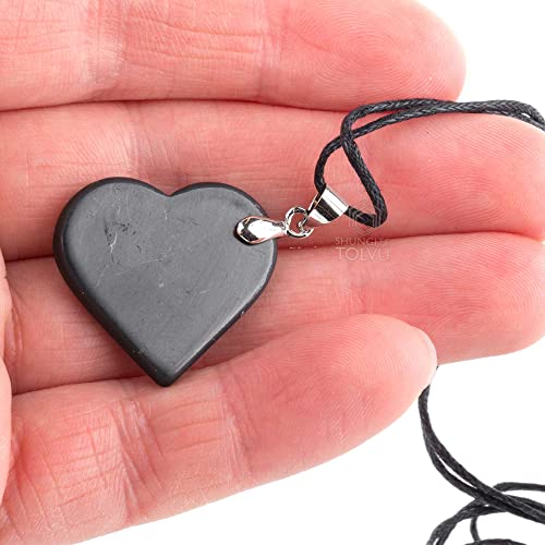 Shungite Pendants - Various Geometric Shapes - Authentic Stone - Certified - style: Heart