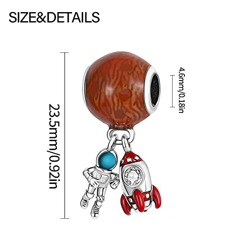 KUNSIR Charms Beads fits Pandora Charm bracelets for Woman 925 Sterling Silver Dangle Pendant Bead Jewelry Beads Gifts Happy Birthday Charms for Women Bracelet&Necklace - style: Aerospace industry Charm