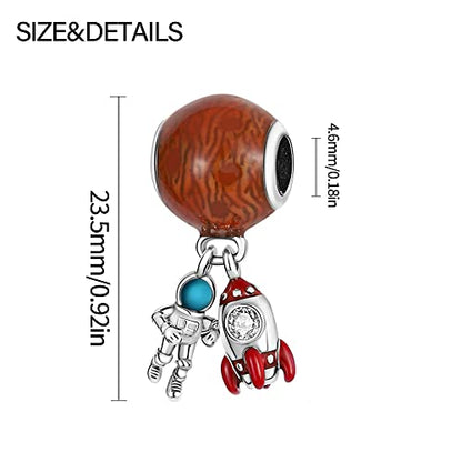 KUNSIR Charms Beads fits Pandora Charm bracelets for Woman 925 Sterling Silver Dangle Pendant Bead Jewelry Beads Gifts Happy Birthday Charms for Women Bracelet&Necklace - style: Aerospace industry Charm